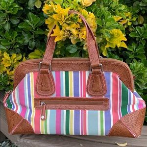 Koret Multicolor Striped Tooled Handbag